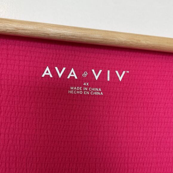 Ava & Viv Pink Long Bishop Sleeve Tie Front Top Sexy Classy Date Plus Size 4X - Picture 7 of 9